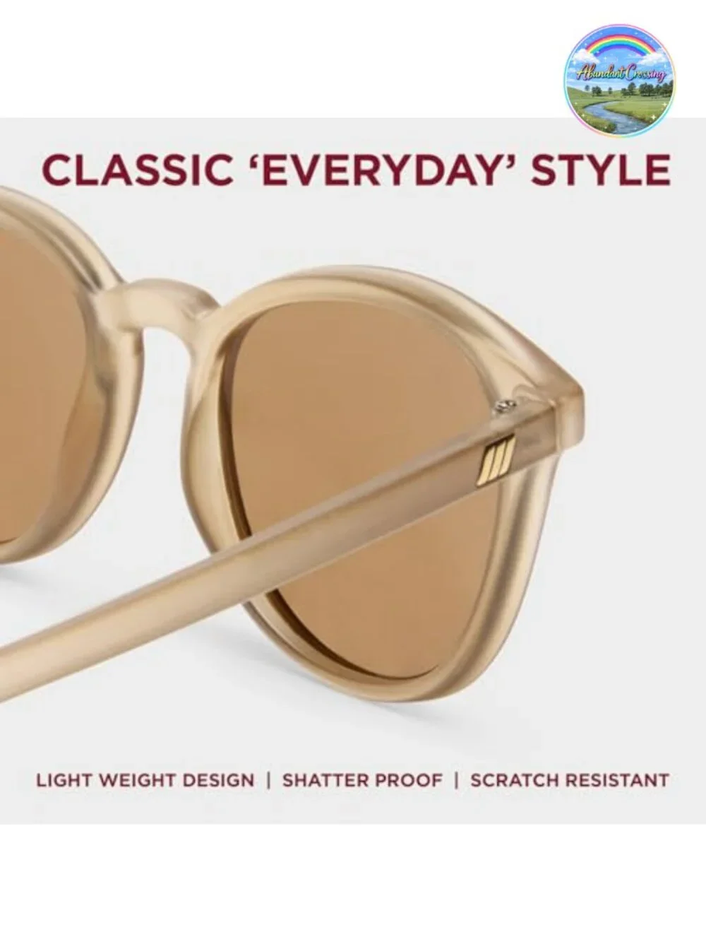 Round Frame Sunglasses Lightweight Shatterproof Lenses Unisex Classic Style